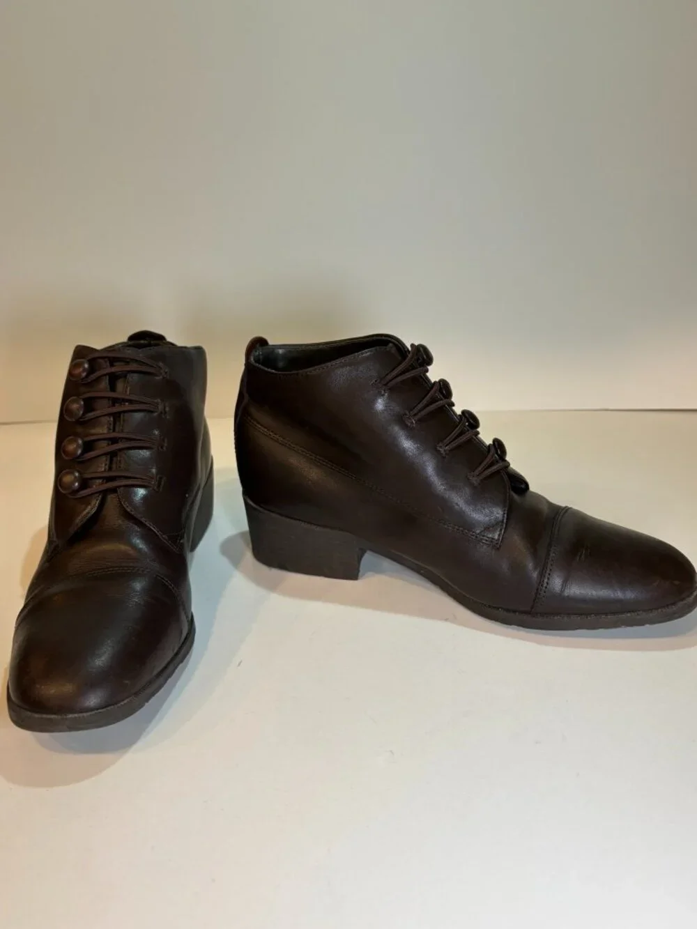 St. John's Bay Vintage Victorian Brown Leather Granny Ankle Boots 6M